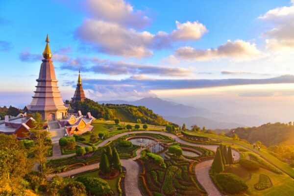 The two royal pagodas on Doi Inthanon, south-west of Chiang Mai The two royal pagodas on Doi Inthanon, south-west of Chiang Mai