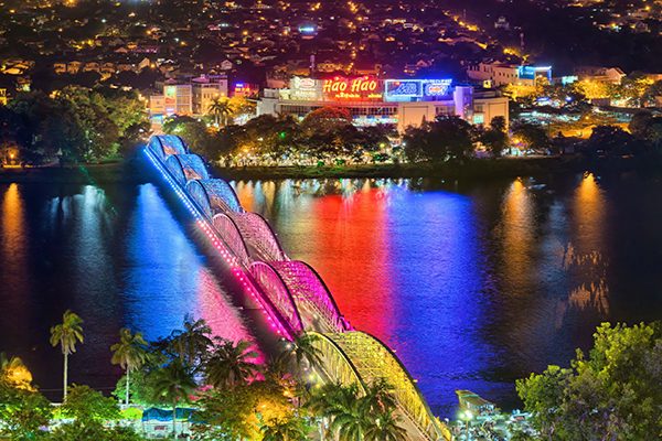 The Dragon Bridge lit over the Han River at Da Nang The Dragon Bridge lit over the Han River at Da Nang